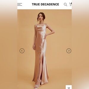 True Decadence Pippa Champagne Satin Bridesmaid Cowl-Neck (NWT!!)